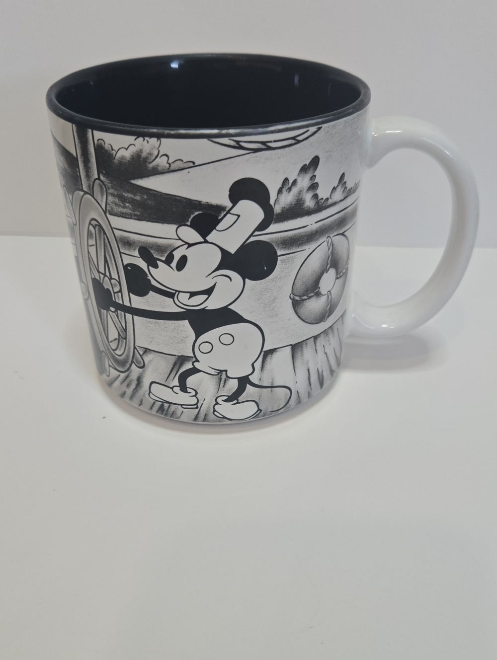 Disney Black & White Mickey Mouse Steamboat Ceramic Mug